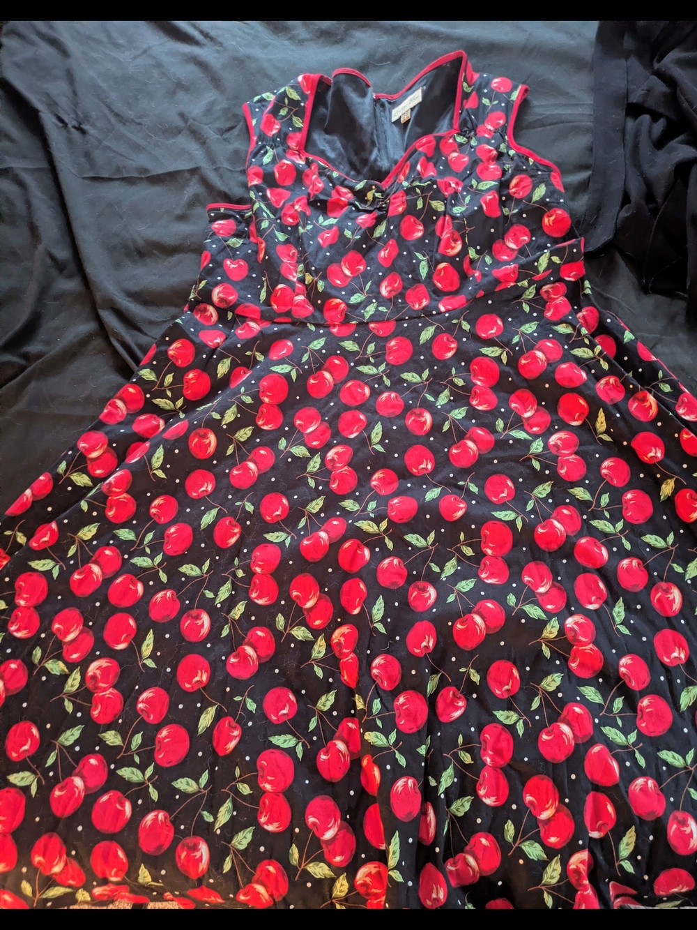 Lindy Bop Black Dress with Red Trim